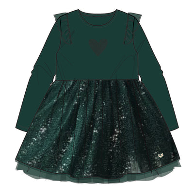Robe verte en velours et paillettes, enfant