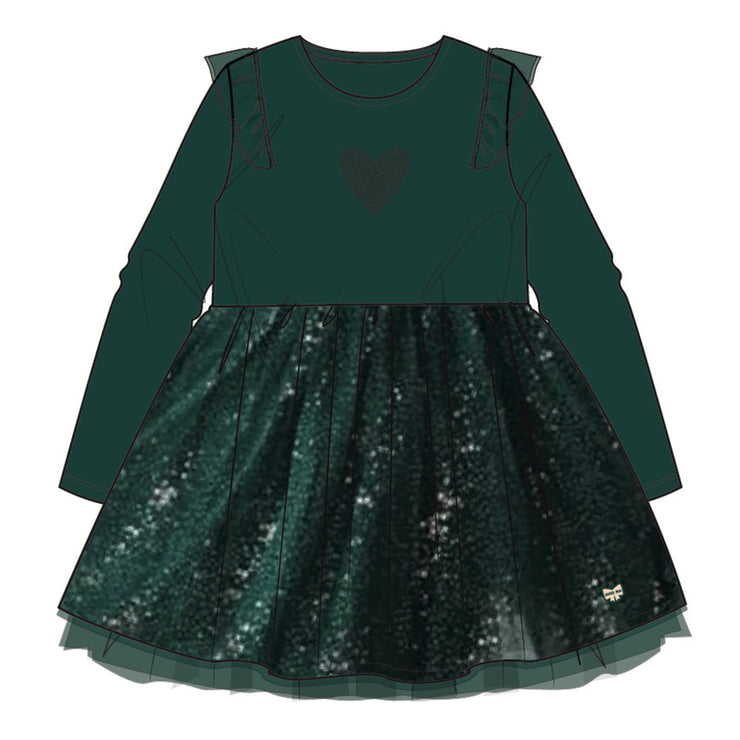 Robe verte en velours et paillettes, enfant