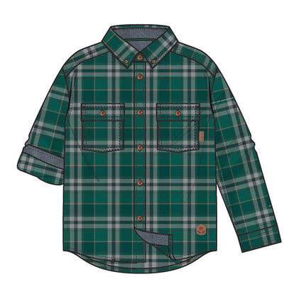 Chemise verte à carreaux, enfant