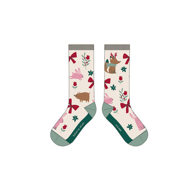 Chaussettes crème à motifs festifs, enfant