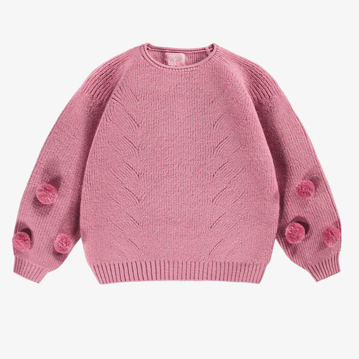 Chandail rose scintillant en tricot, enfant