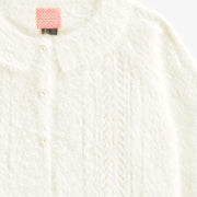 Zoom détails du cardigan blanc pelucheux, enfant