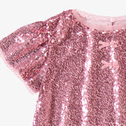 Zoom détails de la robe rose à paillettes, enfant