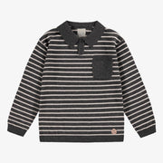 Polo gris en tricot avec rayures, enfant