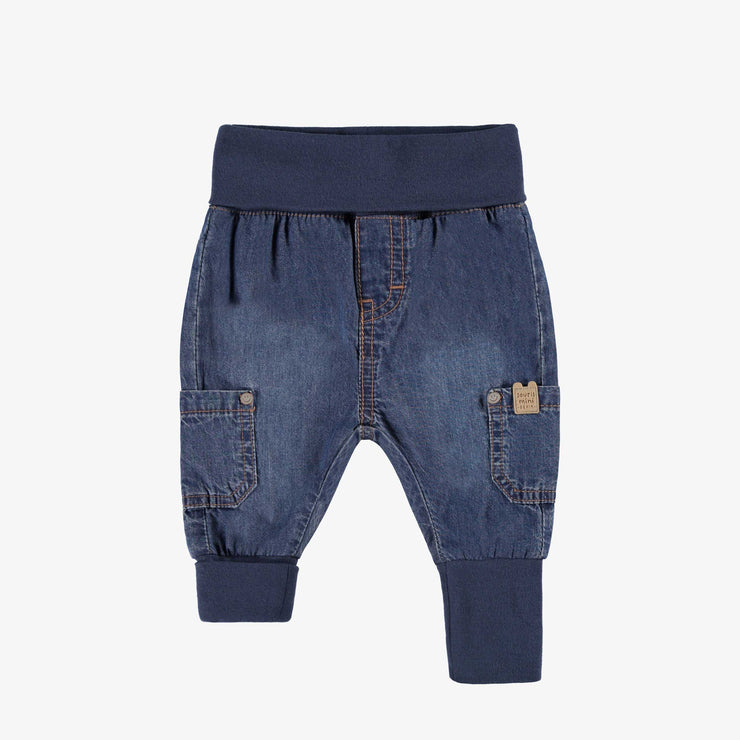 Pantalon évolutif en denim, naissance