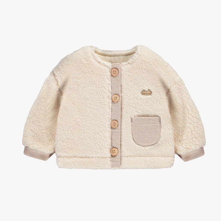 Veste crème en sherpa, naissance