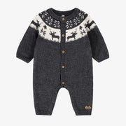 Une pièce gris en tricot avec motifs jacquard, naissance