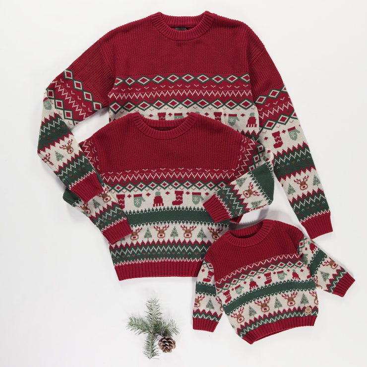Chandail en tricot à motifs des fêtes, enfant || Knit sweater with holiday all over print, child