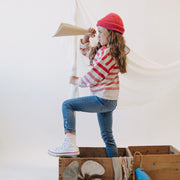 Pantalon coupe ajustée en denim extensible, bleu pâle, enfant || Slim fit pants in stretch denim, light blue, child