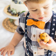 Nœud papillon orange ajustable en lin et coton, enfant