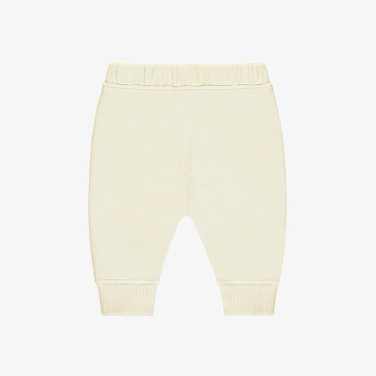 Pantalon crème coupe décontractée style jogging en coton français, naissance || Cream pants regular fit jogger style in French terry, newborn