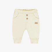 Pantalon crème coupe décontractée style jogging en coton français, naissance || Cream pants regular fit jogger style in French terry, newborn