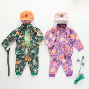 Veste de polar verte à motif représentant la nature avec col montant, bébé || Green fleece vest with nature pattern with high collar, baby