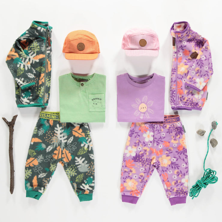 Pantalon de polar vert à motif représentant la nature, bébé