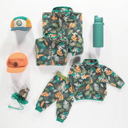 Veste de polar verte à motif représentant la nature avec col montant, adulte || Green polar fleece vest with nature print with high collar, adult