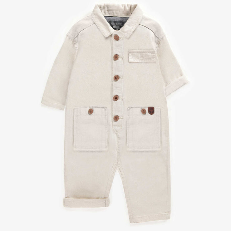 Une-pièce crème en lin, bébé || Cream one piece in linen, baby