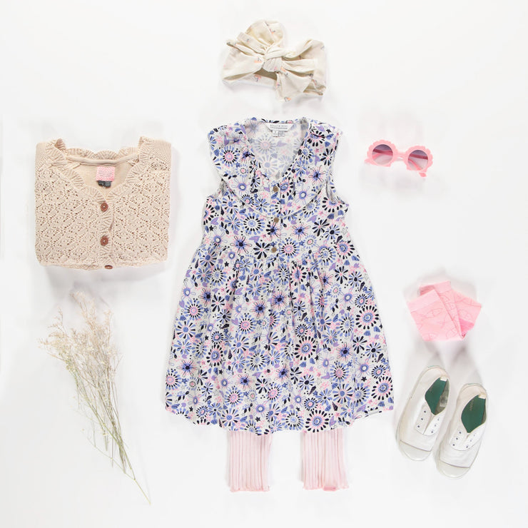 Bandeau crème à nouer avec motif de voiliers roses, enfant