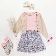 Camisole de maille rose avec crochet, enfant || Pink knitted camisole with crochet, child