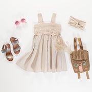 Bandeau crème à nouer avec motif de voiliers roses, enfant