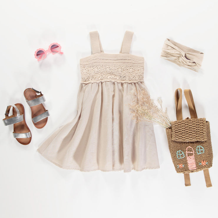 Bandeau crème à nouer avec motif de voiliers roses, enfant