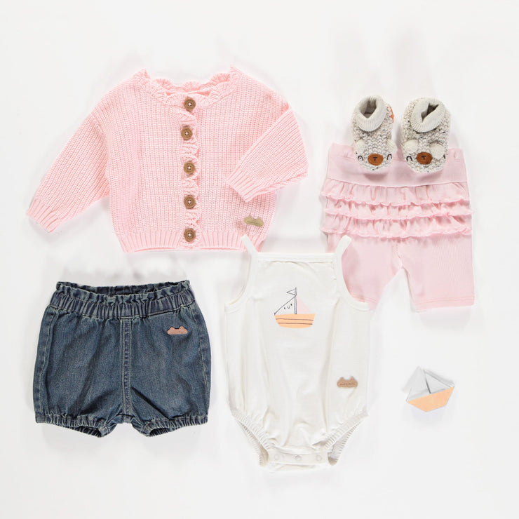 Cache-couche à bretelles minces blanc avec illustration de voilier en jersey, naissance