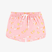 Short de pyjama rose avec motif de lapins et de poules, adulte || Pink pajama short with bunnies and chickens print, adult