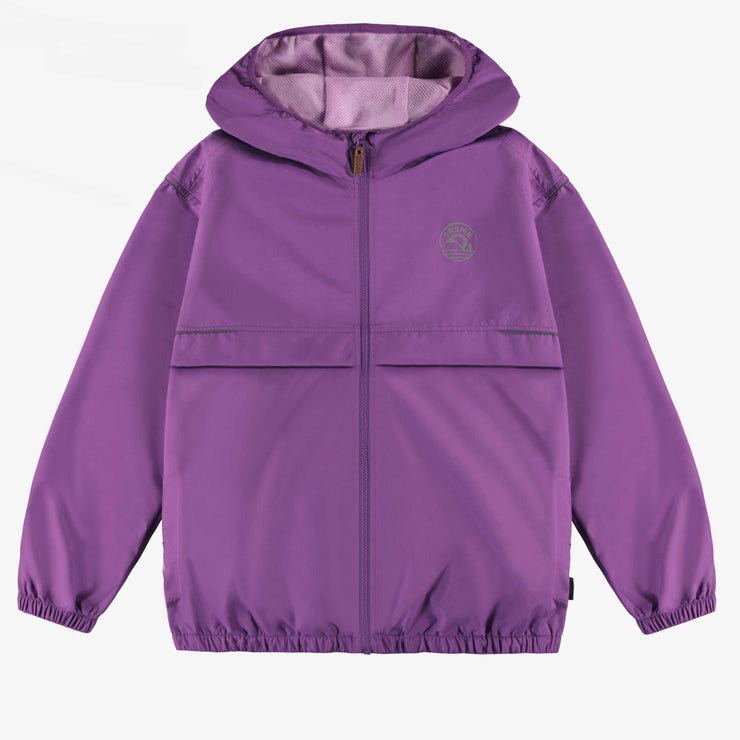 Manteau coupe-vent mauve à capuchon, adulte