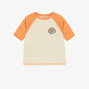T-shirt de bain à manches courtes crème et orange, bébé || Cream and orange short sleeves swimming t-shirt , baby