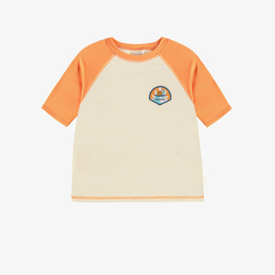 T-shirt de bain à manches courtes crème et orange, bébé || Cream and orange short sleeves swimming t-shirt , baby