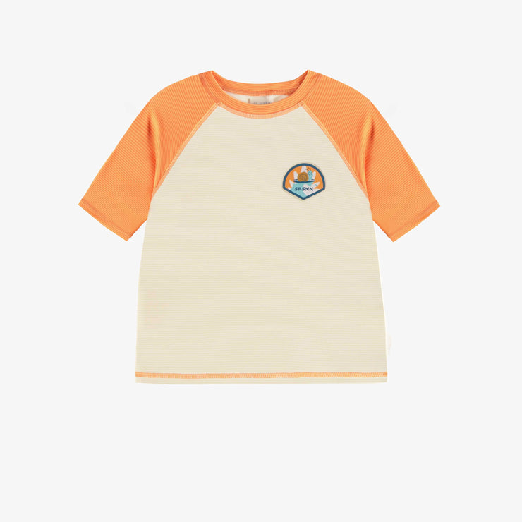 T-shirt de bain à manches courtes crème et orange, bébé || Cream and orange short sleeves swimming t-shirt , baby