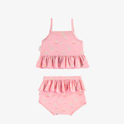 Maillot de bain deux-pièces rose pâle à motif de voiliers, bébé || Light pink two pieces swimsuit with sailboat print, baby