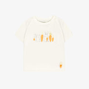 Pyjama deux--pièces bleu et crème à motif de poules et de lapins, bébé || Cream and bleu two-pieces pajama with bunnies and chickens print, baby