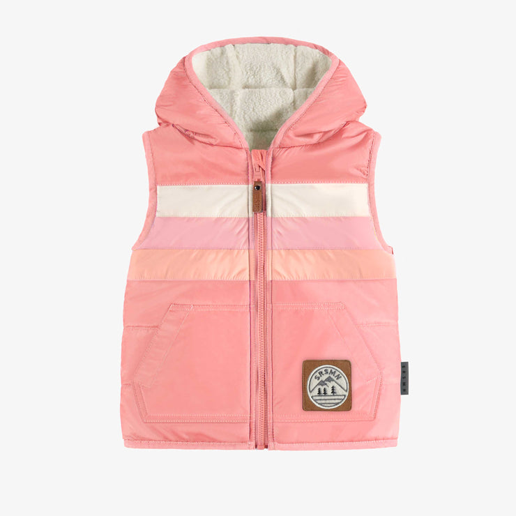 Veste sans manche réversible rose, bébé || Reversible pink sleeveless vest, baby