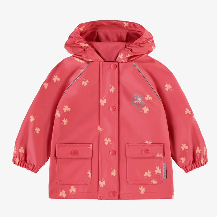 Manteau à capuchon imperméable rose en polyuréthane, bébé || Pink hooded rain coat in polyurethane, baby