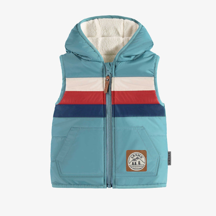 Veste sans manche réversible bleu, bébé || Reversible blue sleeveless vest, baby