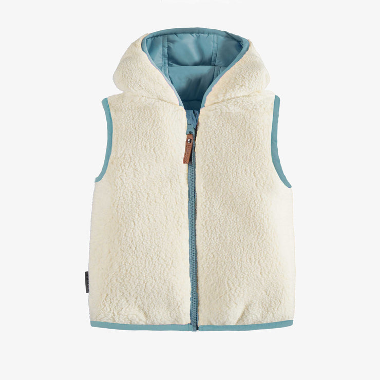 Veste sans manche réversible bleu, bébé || Reversible blue sleeveless vest, baby