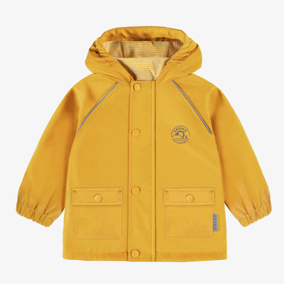 Manteau à capuchon imperméable jaune en polyuréthane, bébé || Yellow waterproof hooded coat in polyurethane, baby
