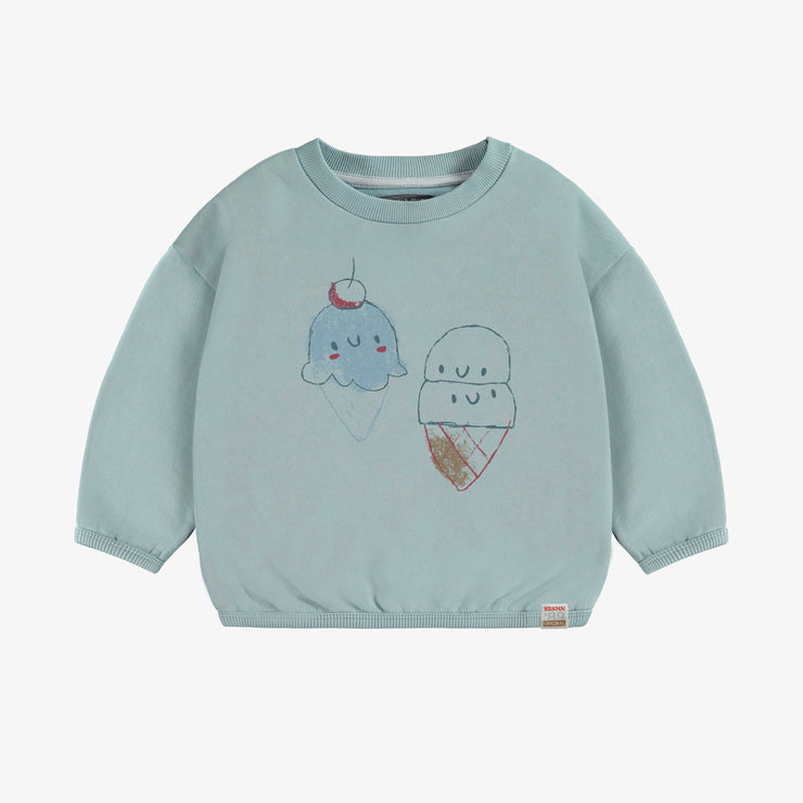 Chandail manches longues de coupe décontractée bleu avec illustration, bébé || Blue sweater with long sleeves and illustration, baby
