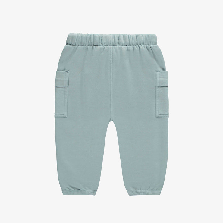 Pantalon coupe décontractée bleu avec poches en coton français, bébé || Blue french terry pants with pockets, relaxed fit,baby