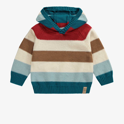 Chandail de maille à manches longues à rayures multicolores, bébé || Multicolored striped long sleeves knitted sweater, baby