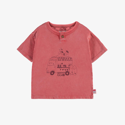 T-shirt à manches courtes rouge avec illustration en coton, bébé || Red short sleeves t-shirt with an illustration in cotton, baby