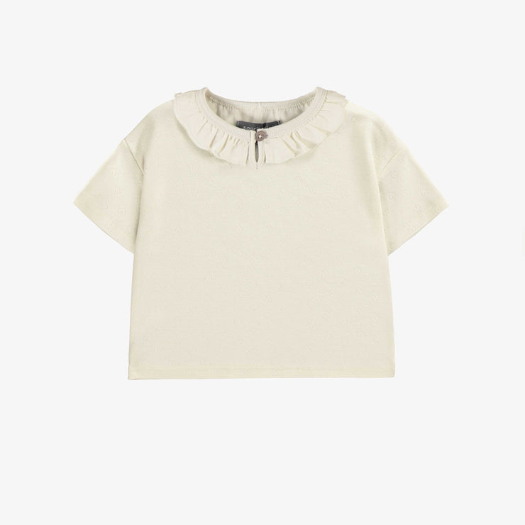 T-shirt à manches courtes raglans de coupe décontractée avec col crème, bébé || Cream short raglan sleeves relaxed fit t-shirt, baby