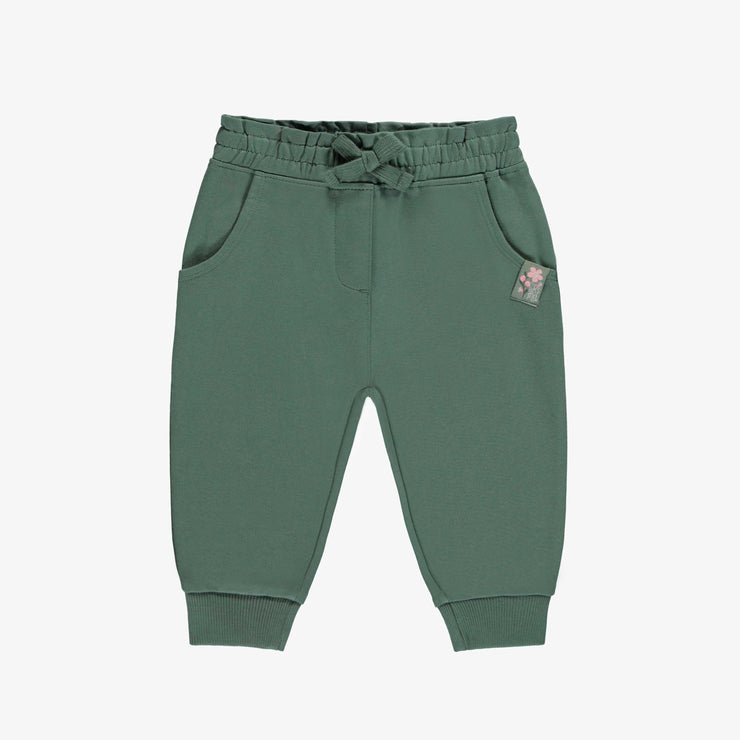 Pantalon coupe régulière vert en coton français, bébé || Green regular fit pants in french terry, baby