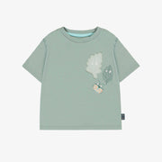 T-shirt à manches longues vert avec illustration en jersey, bébé || Green long sleeves t-shirt with print in jersey, baby