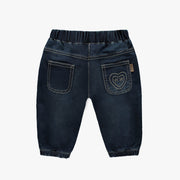 Pantalon coupe ample de style jogger en denim extensible, bleu foncé, bébé