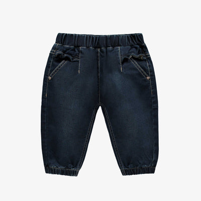 Pantalon coupe ample de style jogger en denim extensible, bleu foncé, bébé