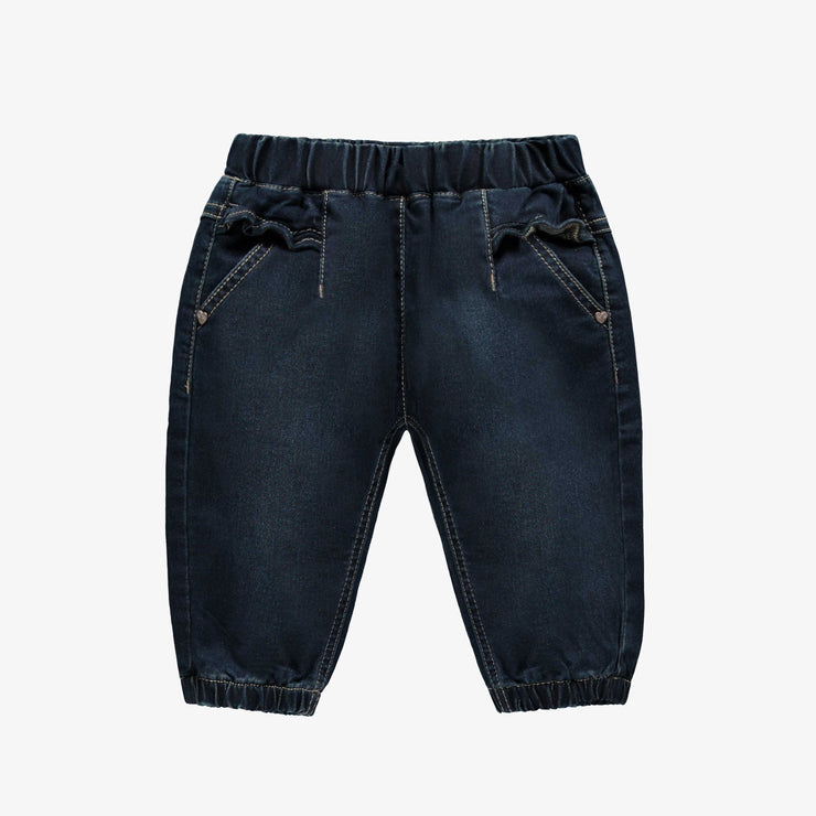 Pantalon coupe ample de style jogger en denim extensible, bleu foncé, bébé