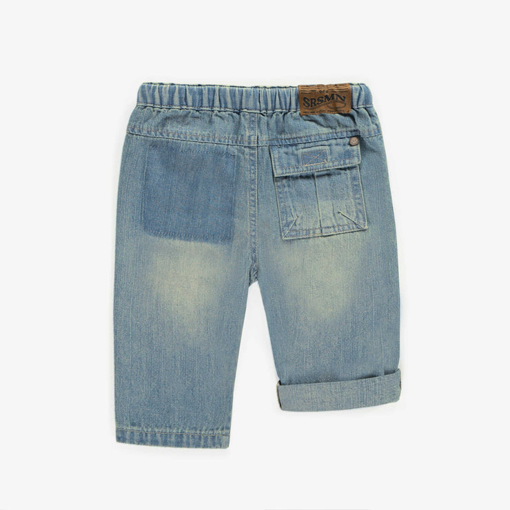 Pantalon coupe décontractée en denim léger, bleu pâle, bébé || Relaxed fit pants in light denim, baby