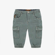 Pantalon coupe régulière, style jogger en denim cheminot extensible, bleu pâle, bébé || Regular-fit, jogger-style pants in light blue stretch denim, baby