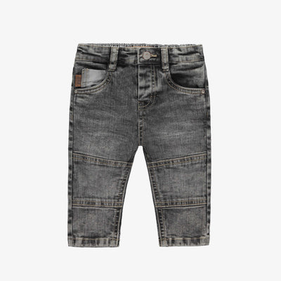 Pantalon coupe ajustée en denim léger extensible, gris moyen, bébé